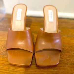 STEVEN New York Square Toe High Heel Sandal size 8.5 in Cognac